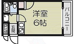 JR阪和線 鳳駅 徒歩2分の賃貸マンション 4階ワンルームの間取り
