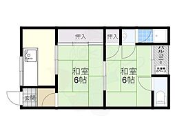大八マンション 2Kの間取図画像
