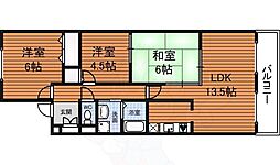 セレストコート浜寺 2階3LDKの間取り