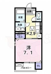 JR阪和線 富木駅 徒歩19分の賃貸アパート 1階1Kの間取り