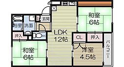 グランドゥール鳳 3階3LDKの間取り