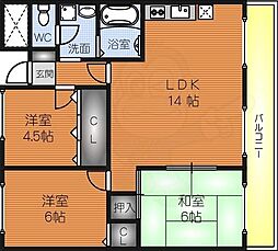 マスターズエル綾園20 8階3LDKの間取り