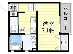 南海線 石津川駅 徒歩5分の賃貸アパート 2階ワンルームの間取り