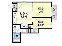 南海線 諏訪ノ森駅 徒歩11分の賃貸アパート 1階2LDKの間取り