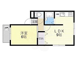 ハイムーン 1LDKの間取図画像