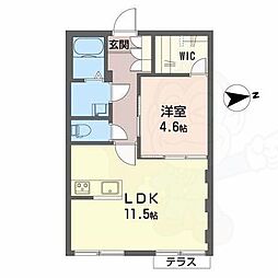 クレール鳳 1LDKの間取図画像