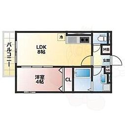 南海線 北助松駅 徒歩5分の賃貸アパート 2階1LDKの間取り