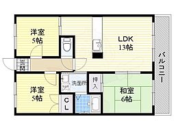 草愛マンションA棟 3LDKの間取図画像