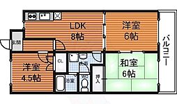 草愛マンションB棟 3LDKの間取図画像