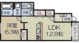 フルール・ド・リス 1LDKの間取図画像