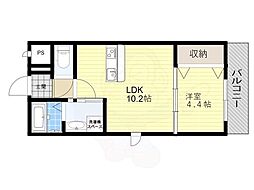 DS上野芝 1LDKの間取図画像