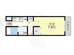 アジュール石津A 1Kの間取図画像