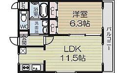 高師浜シーサイドマンション3 1LDKの間取図画像