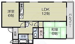 北条黒田マンション 2LDKの間取図画像
