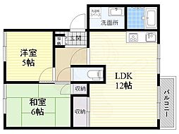 ハイツ菅原B棟 2LDKの間取図画像