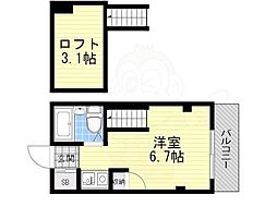 サンパレス21鳳 ワンルームの間取図画像