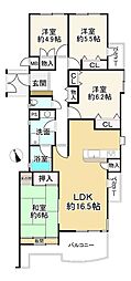 木津かぶと台団地1号棟 4LDKの間取り