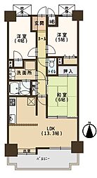 藤和喜志ハイタウン 3LDKの間取図画像