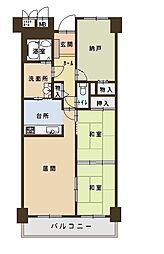 ライオンズマンション千代田弐番館 2SLDKの間取図画像