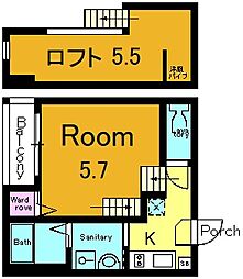ハーモニーテラス大宅関生町 ワンルームの間取図画像