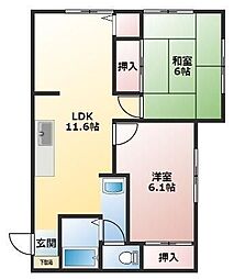 第二ハイツ太田 2LDKの間取図画像