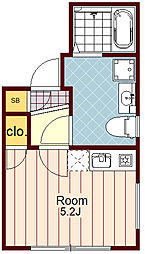 アンクレール石神井台 4階ワンルームの間取り
