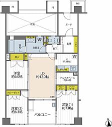 コスモフォーラム武蔵小金井 11階3LDKの間取り