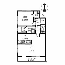 ソレアード 1LDKの間取図画像