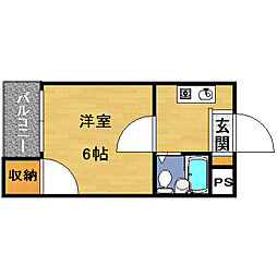 ロイヤルヴィラあべの 3階1Kの間取り