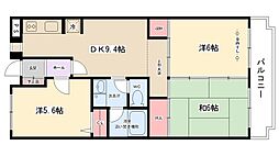 サンドエル 3DKの間取図画像
