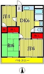 アイリス水元 2階3DKの間取り