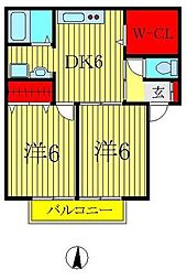 パル・ファミール 2階2DKの間取り