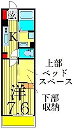 ウィンドテラス新柴又II 1階1Kの間取り
