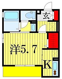 メゾンサトミ 1階1Kの間取り