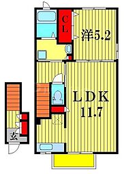レジデンス・ミナミ 2階1LDKの間取り