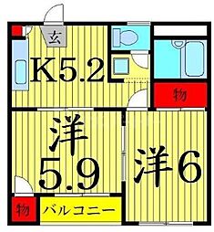 メゾン88 1階2Kの間取り