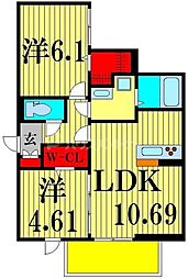 UP GOD HORIKIRI 1階2LDKの間取り