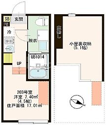 ハーモニーテラス北小岩XIX 2階1Kの間取り