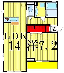 シダーテラス 2階1LDKの間取り