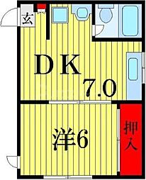 フェリース青砥 3階1DKの間取り