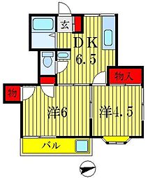 中野コーポ 2階2DKの間取り