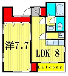 ハラハイツ 3階1LDKの間取り