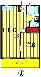 グリーンハイツ 1階1LDKの間取り