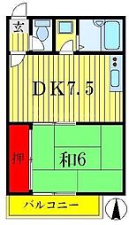 レジデンスおとめ 1階1DKの間取り
