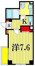 ヒルズ亀有 2階1Kの間取り