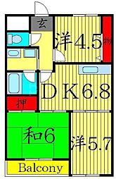 クレド花畑 3階3DKの間取り