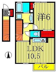 ニュータウンIII 2階1LDKの間取り