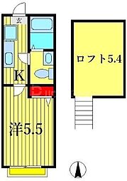 ヴァンタジオＭ 1階1Kの間取り