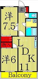 パレシャルマン 8階2LDKの間取り