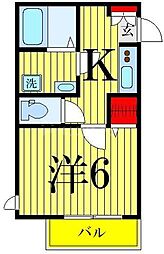 ブルーウェル 1階1Kの間取り